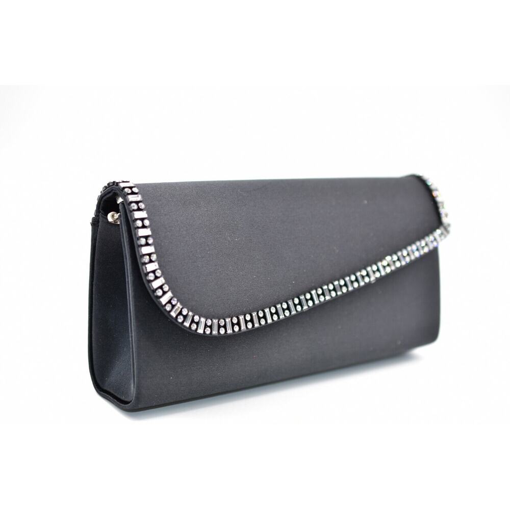 FRANCHI Bag Vintage Clutch Rhinestone Crystal Black Sparkling Print Formal Chic